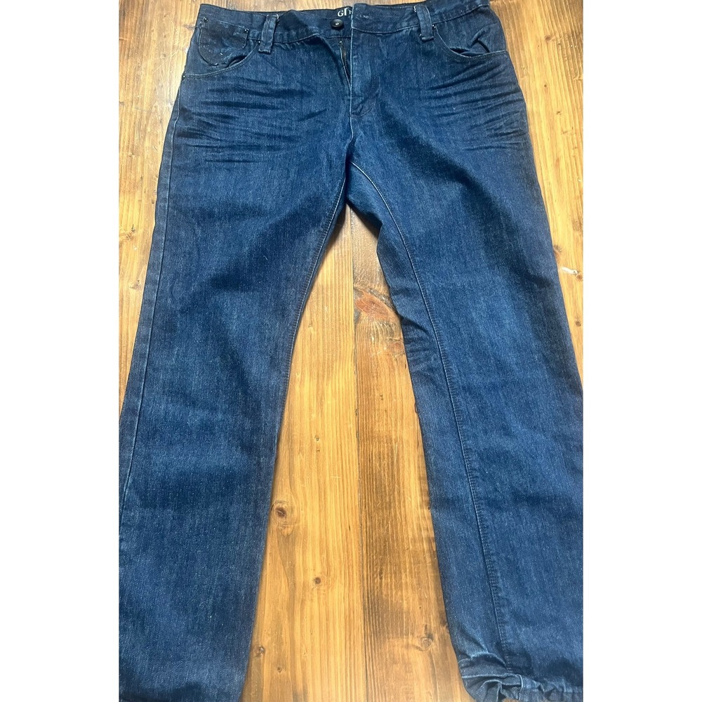 Gold Label Brand Mens Straight Leg Blue Denim Jeans W34 L32 Zipper Back Pockets